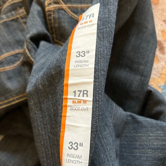 Mossimo Womens Jeans Size 17 Low Rise Bootcut Slim Knee Dark Rinse Denim 2000s - Picture 3 of 6
